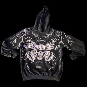 Oversized OfficialMan Hoodie “Skull lighting print”                Size-XS